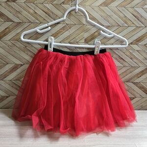 Girls Red Ballet Mesh Tutu Skirt Dance Halloween Costume Birthday Party Dress-up